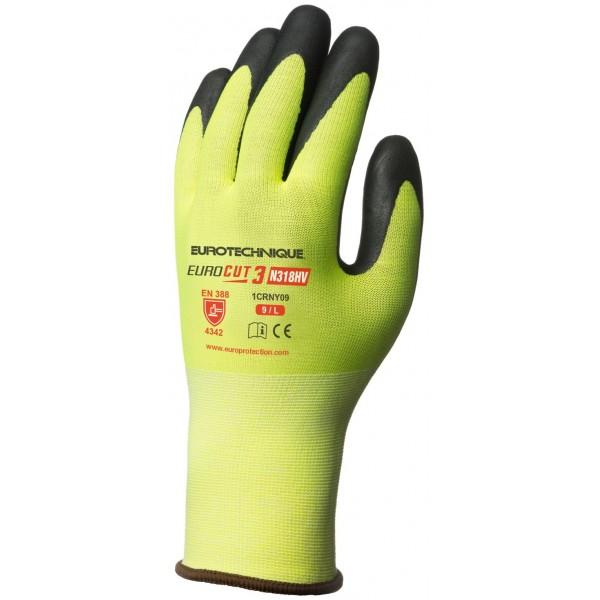 Eurocut 3 N318HV hi-viz nitril mártott kesztyű Eurocut 3 N318HV hi-viz nitril mártott kesztyű